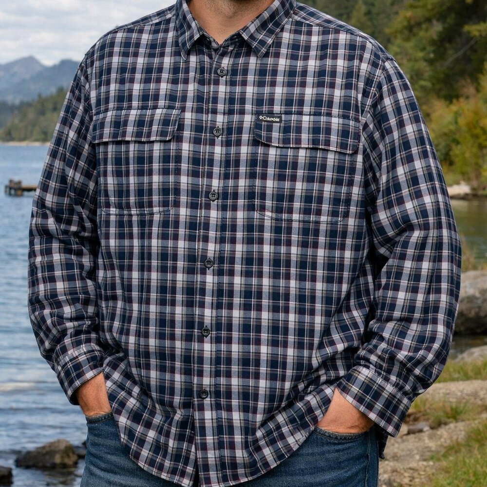 Columbia Plaid Button Up Shirt 2XL